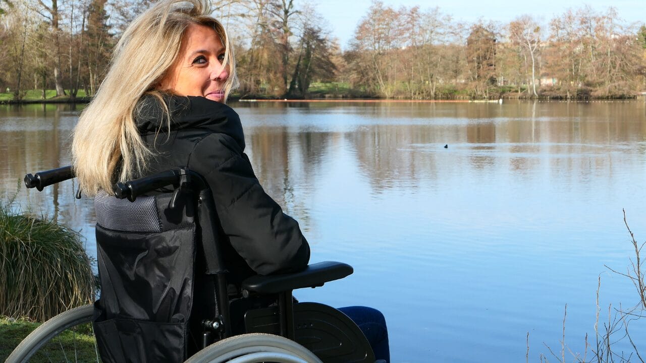 Woman in wheelchair